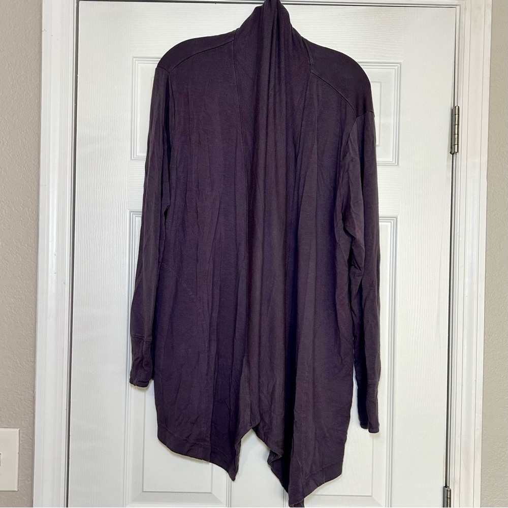 Athleta Deep Purple Open Cardigan women’s l cozy lounge everyday career office